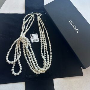 Authentic CHANEL Classic White Pearl Necklace